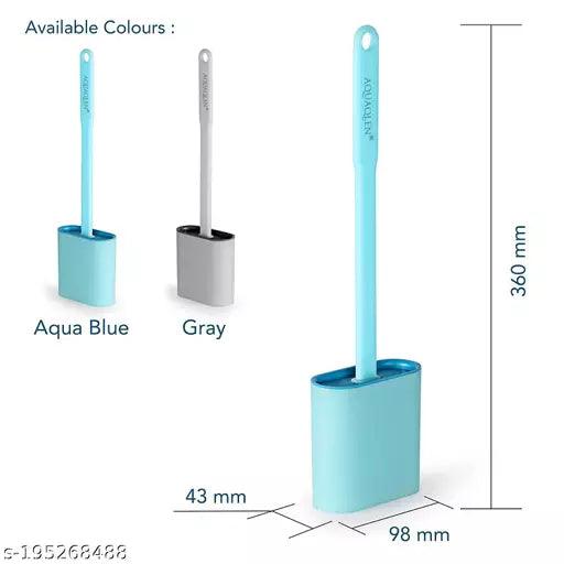 Toilet Brush in Silicone Material with Hard Plastic Holder Contains Slim Flex Brush - Springkart 