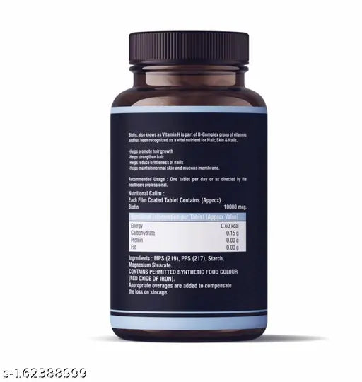 Biotin 10000mcg Tablets, Vitamin B7 dietary supplement for Hair Growth-60 Biotin Tablets - Springkart 