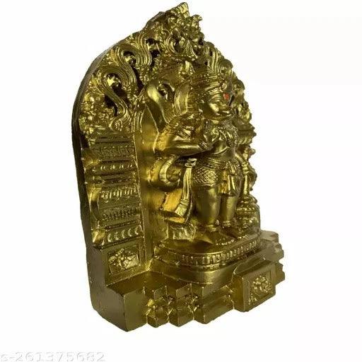 Sri Jai Hanuman/Maruthi Polystone Statue Idol for Pooja Room 16cm (Gold Colour) - Springkart 