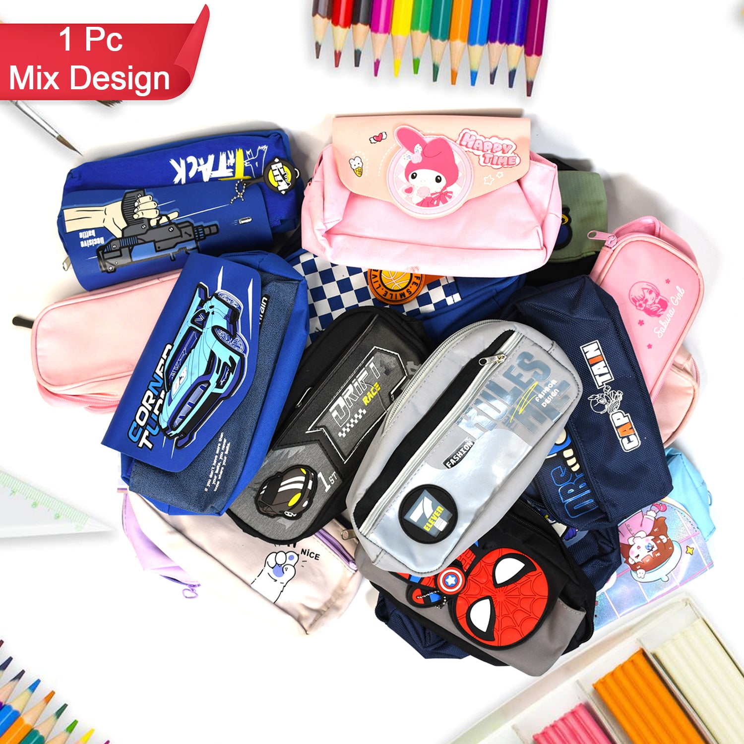Mix Design Pouch Stylish And Versatile Storage Bag (1pc) - Springkart 