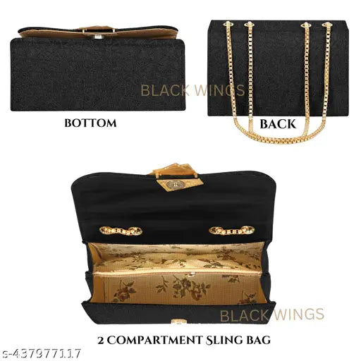 Black causal partywear designer Cross Body Sling bag for Girls