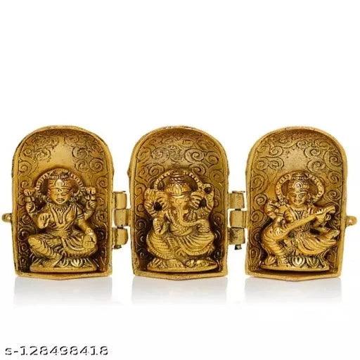 Laxmi Ganesh Saraswati metal box idol - Springkart 