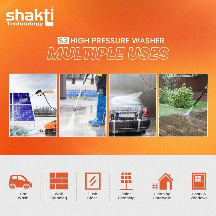 shakti Technology S3 High Machine 1800 Watts and 120 Bar Pressure Washer