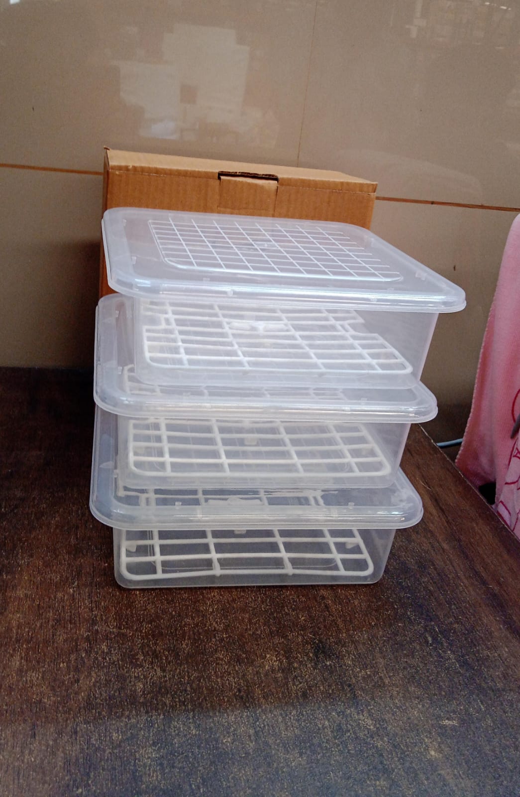 Plastic Food Storage Containers With Removable Drain Tray And Lid (3 Pcs Set) - Springkart 