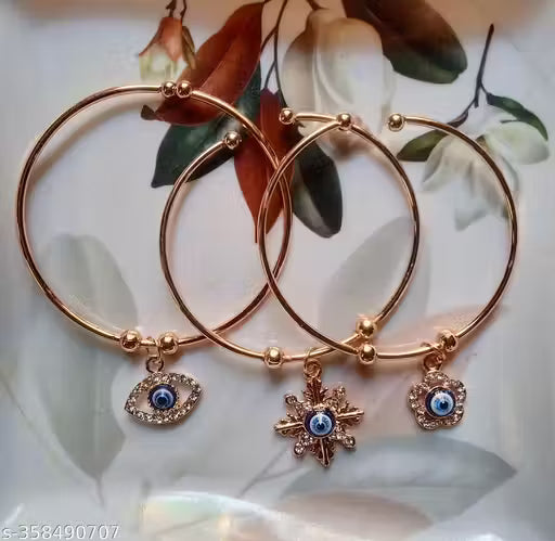 Latest Trendy Rose gold Trending Stylish & Fancy Evil Eye Protection Bracelet For Women And Girls (PACK OF 3)