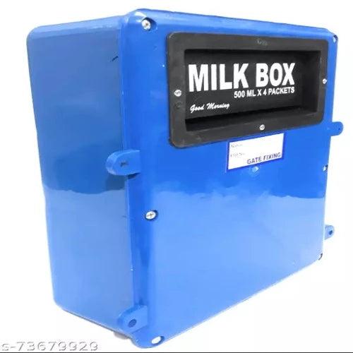 Gate Fixing Milk Box with Door opening at Back | Blue | Size: 28x25x10 (in cm) - Springkart 