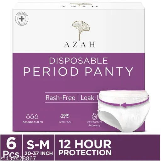 AZAH Period Panties For Women (S-M Pack of 6) | Leak Proof  Panties After | 360° Coverage | Heavy Flow | Overnight Protection | Rash Free Period Panty