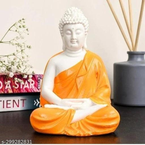 Handcrafted Polyresin Buddha Head & Sitting Meditation Dhyan Buddha Statue - Springkart 