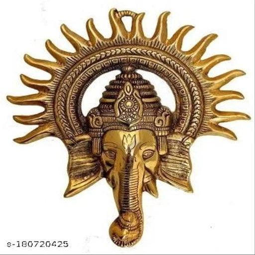 Ganesh Wall Hanging(Aluminium, Gold) Decorative - Springkart 