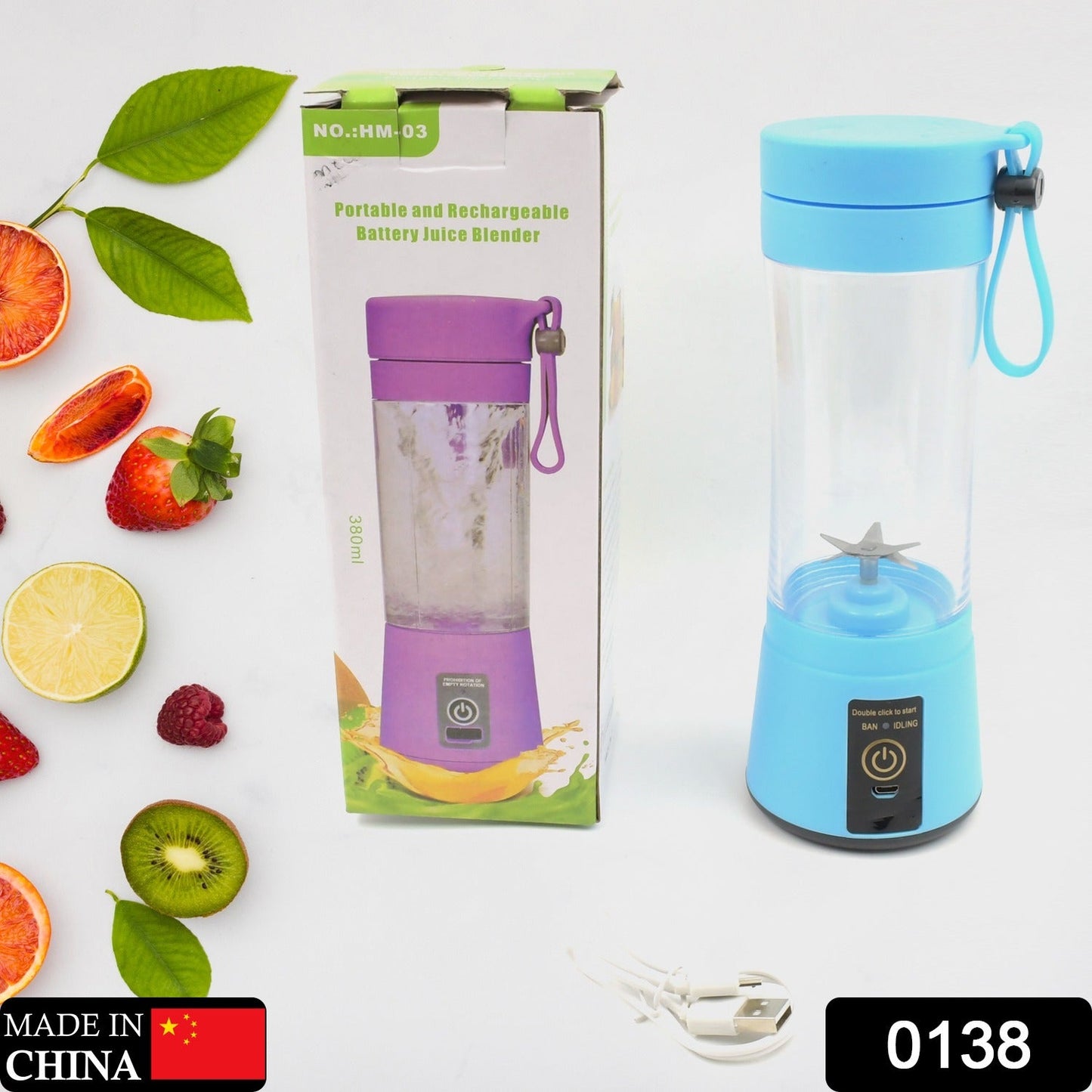 Multi-Purpose Portable USB Electric Juicer 6-Blades, Protein Shaker, Blender Mixer Cup (380 ML) - Springkart 