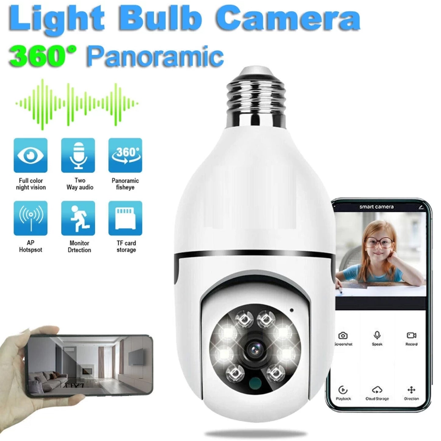 V380 Pro Fisheye 360 Degree Panoramic Wireless Wifi Ip Cctv Security Camera (Pack Of 1) - Springkart 