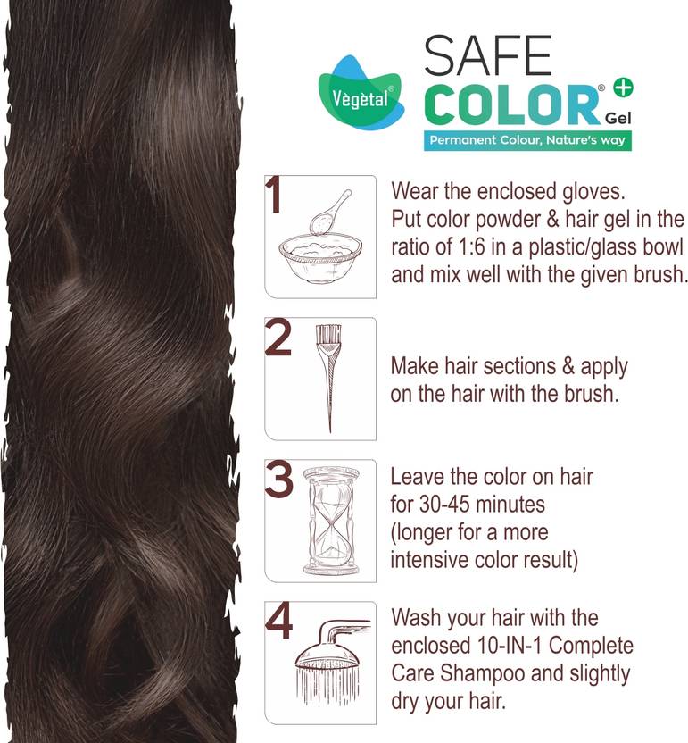 VEGETAL Safe Color Permanent Gel Hair Colour, Chemical-Free, 100% Grey Coverage , Dark Brown 3.0, 70ml.