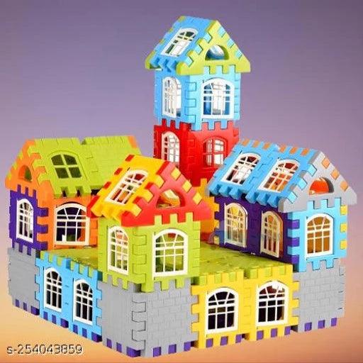 Kidsbuddy Toys N Smile Plastic DIY House Interlocking House Shaped Building Block Toy | Educational Learning Construction Block Game for Kids| Set of 51++ pcs - Springkart 