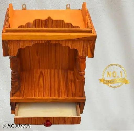 Home temple Wooden Pooja Mandir for Home Temple, Office Puja Mandir for Home Wall Hanging Size (45 x 32 x 22 cm, Brown)