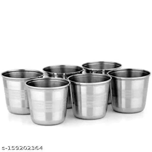 Stainless Steel Glass Set (6 pieces, 7.4cm dia, 360ml) - Springkart 