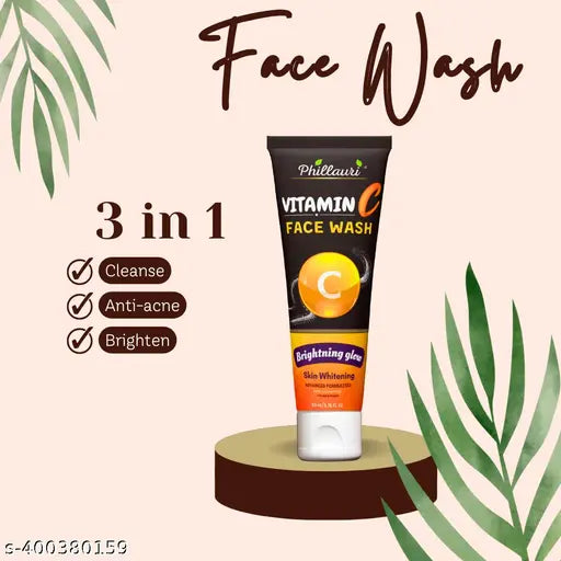 Phillauri Vitamin C Face Wash, Skin Lightening & Tan Removal Face wash,Oil Controal & Remove Pigmentation ,Tan Removal Face Wash, All Skin Types Face Wash (Pack of 4) 240 ML