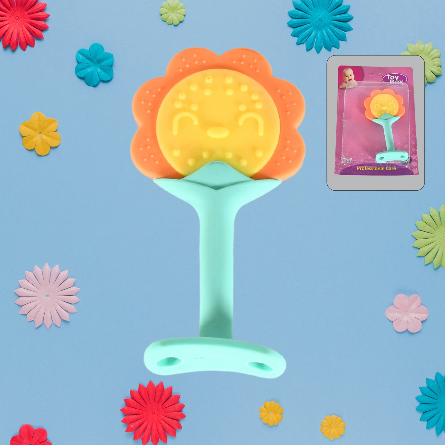 Baby Silicone Teether Fruit Teether For Toddlers100 Food Grade Silicone Teether Non-toxic Latex Free Suitable For Kids Above 3 Months Sunflower Moon Shape(1 Pc) - Springkart 