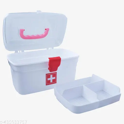 Medicine Box, Medical Box, First aid Box, Multi Purpose Box, Multi Utility Storage with Handle (White, Standard )