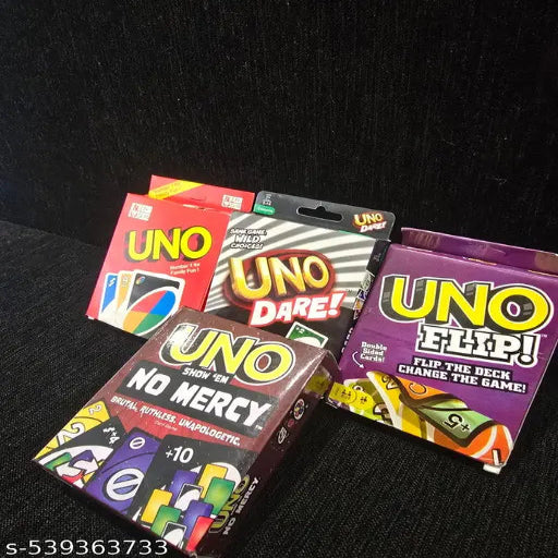 UNO BEST GAME FOR FAMILY COMBO OF UNO RED + UNO FLIP + UNO NO MERCY + UNO DARE [PREMIUM UNO CARDS]