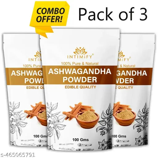 Ashwagandha Powder | Immunity Booster | Ashwagandha Powder Churna | Helps Enhance Strength, Stamina & Energy | Drink | Eating | Skin | Skin Brightening | Stress Relief  -  Pack of 3