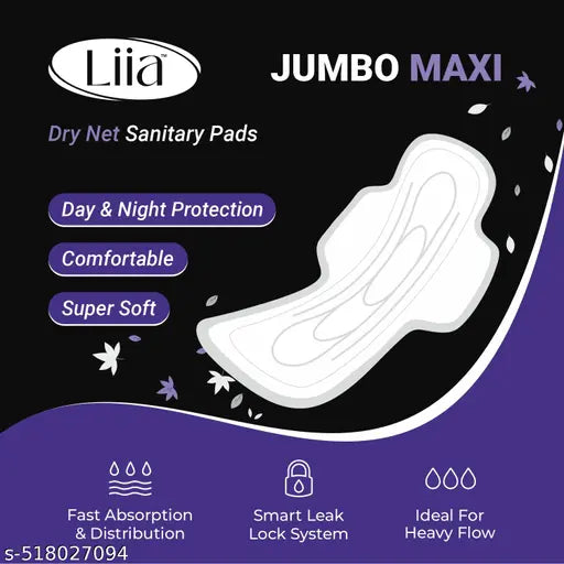 Extra Dry & Soft Antibacterial Sanitary Pads (100% leakage Proof Sanitary Napkins ) (Size - 320mm | XXXL) (1 Packet) (Total 40 Pads)