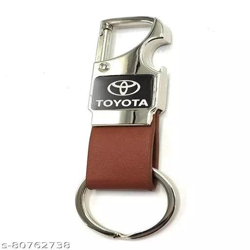 Toyota car metal opner brown leather Keychain. - Springkart 