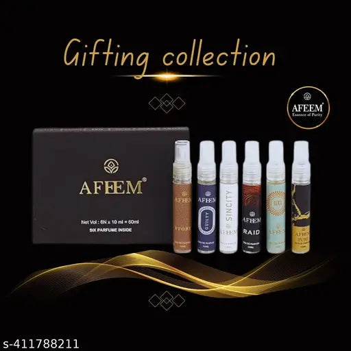 Afeem Pack of 6 Perfumes – 10ml x 6 | Mixed Fragrances | Unisex Travel Perfume Combo