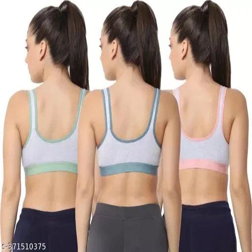 Wonkey Women's, Girl's Sport Non Padded Bra Pack of 3 - Springkart 