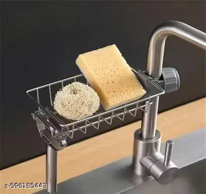 Stainless Steel Adjustable Sink Faucet Shelf Drain Rack | Sink Shelf Soap Sponge Drain Rack Steel | Sink Caddy Organizer