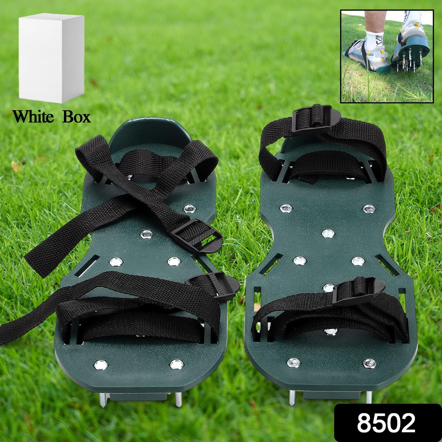 Lawn Aerator Sandals, Garden Grass Aerator Spiked Sandals Green Studded Shoes for Yard Patio Garden Excavation - Springkart 