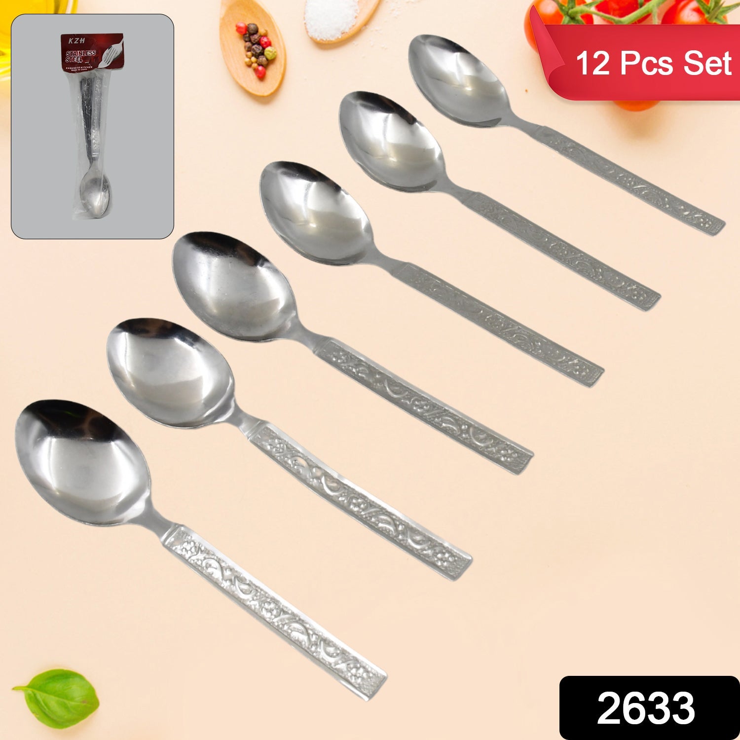 Stainless Steel Medium Dinner Table Spoon (Set of 12Pcs) - Springkart 