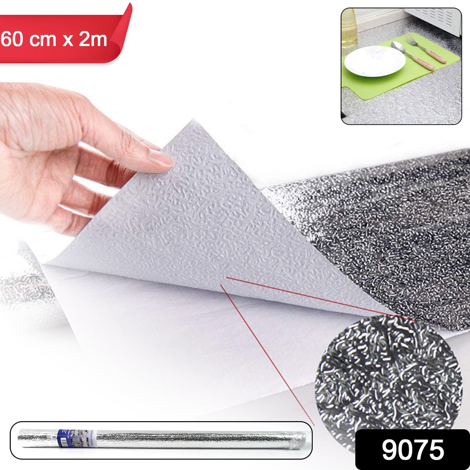 Aluminium foil for Kitchen and Aluminium Foil Paper Sticker Roll for Kitchen Wall, Drawers. (60cmx2Meter) - Springkart 