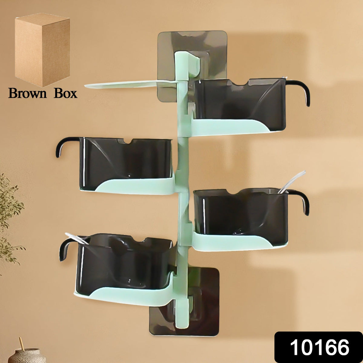 Rotating Spice Jars Vertical Rotatable Seasoning Box 5 Section / Tier With 5 Spoon (1 Set) - Springkart 