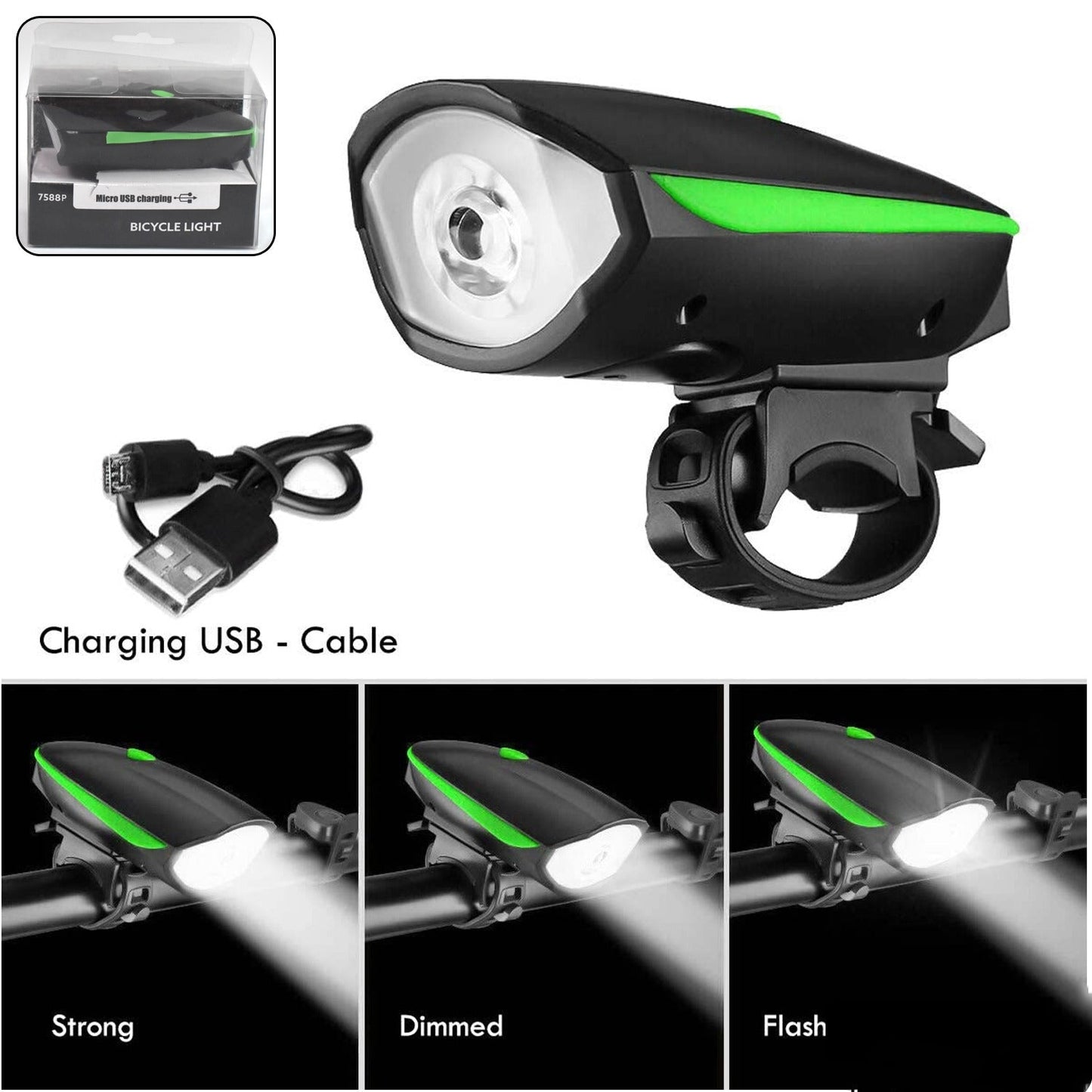 Rechargeable Bicycle LED Bright Light (1 Pc) - Springkart 