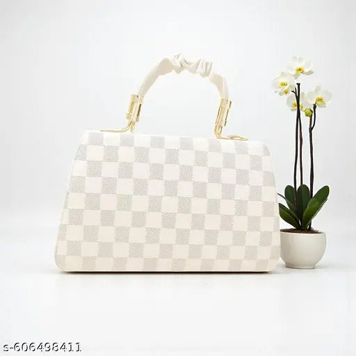 White Casual checks trendy crossbody sling women