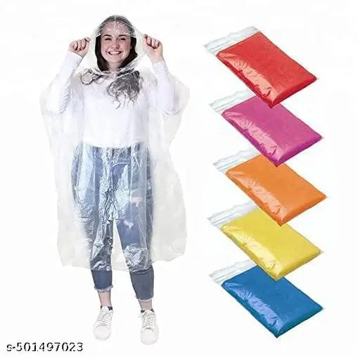 Pocket Size Disposable Raincoat for Men and Women for Travel Use | Easy to Carry Rain Card | Pocket Emergency Waterproof Rain Poncho | Rain Card Multicolor (pack of 5)