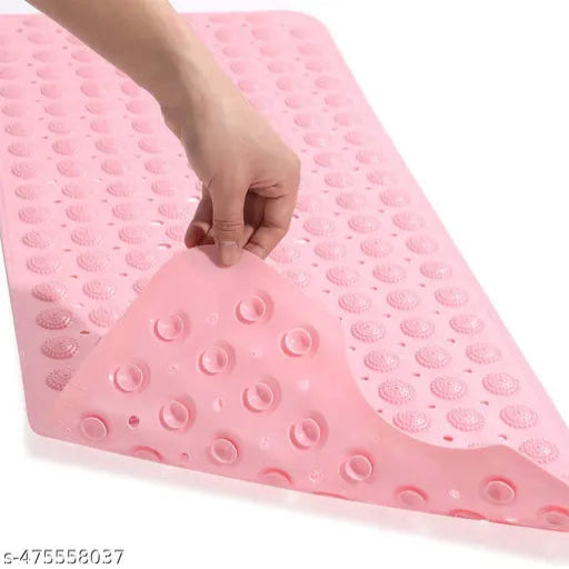 Anti Skid Bath mat with Foot Scrubber for Bath Room (70x35) pink