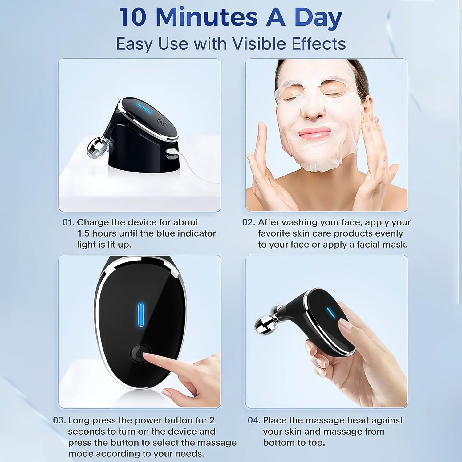 Microcurrent- Facial- Device Micro Current Face Massager Roller (1 Pc) - Springkart 
