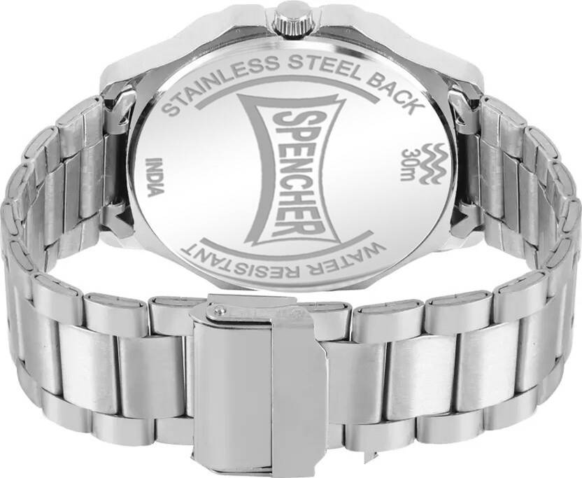 Spencher Nautilus Date Working Square Blue Dial Silver Quartz Mechanism Watch For Boys Analog Watch  - For Men Sp4568