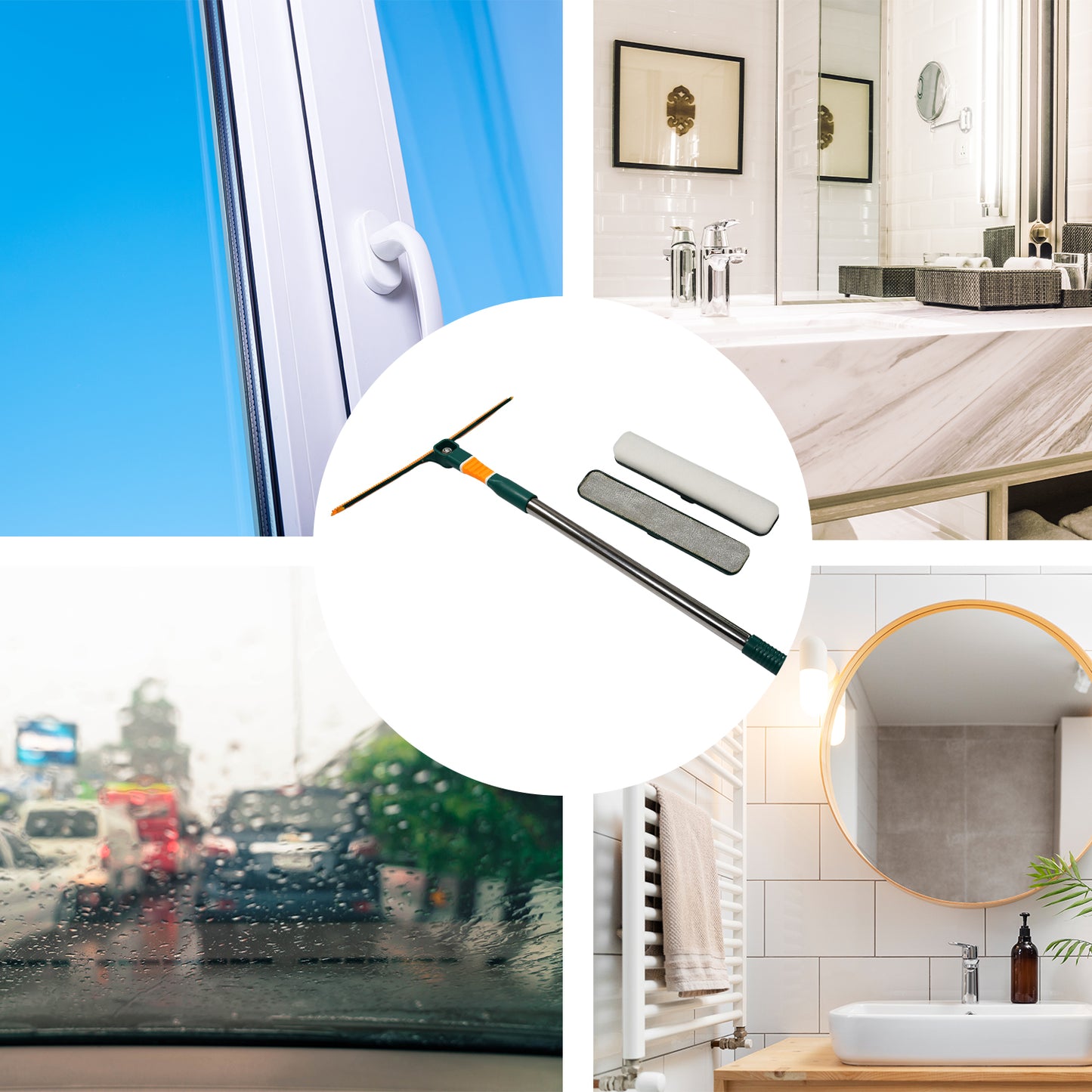 6252 3 In 1 Glass Wiper Used In All Kinds Of Household And Official Places For Cleaning And Wiping Of Floors Glasses And Dust Etc. - Springkart 