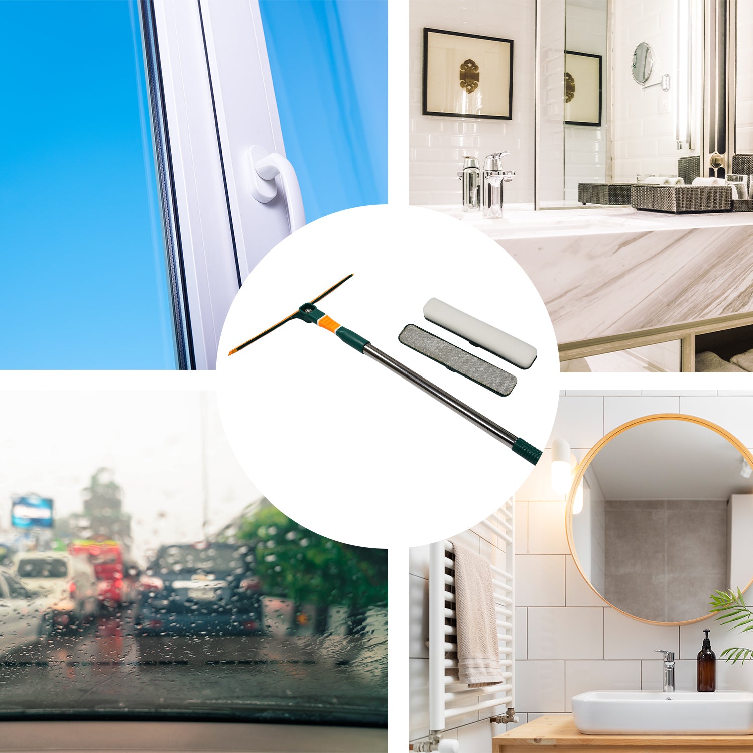 6252 3 In 1 Glass Wiper Used In All Kinds Of Household And Official Places For Cleaning And Wiping Of Floors Glasses And Dust Etc. - Springkart 