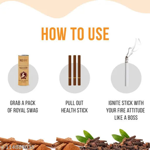 ROYAL SWAG Ayurvedic & Herbal Cigarette, Clove Flavour Smoke Tobacco Free Cigarettes Helps in Quit Smoking