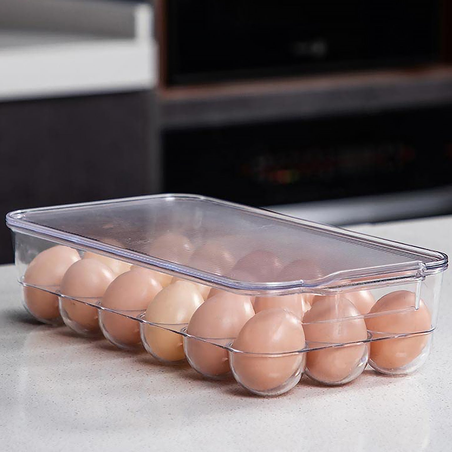 Plastic 18 Cavity Egg Storage Box Or Egg Trays For Refrigerator With Lid Handles High Quality Rectangular Egg Tray Box For 18 Egg (1 Pc) - Springkart 