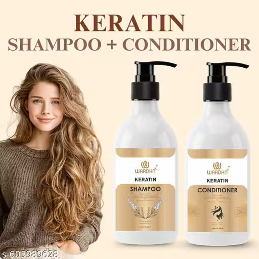Wardha Keratin Shampoo 250ml + Keratin Smooth Conditioner 250ml With Keratin Oil for Straighter,