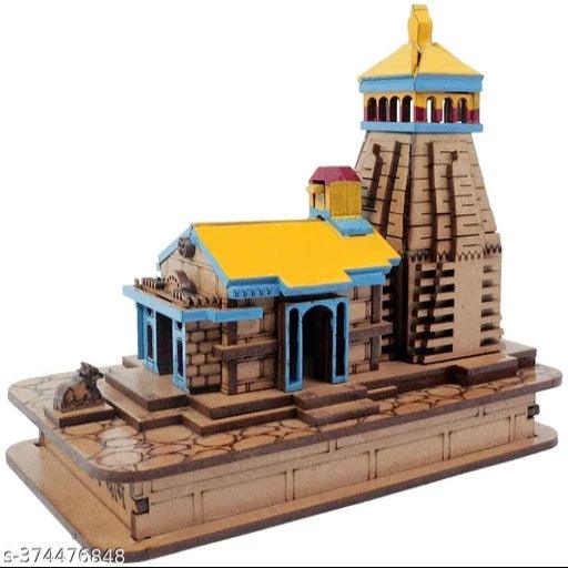 Kedarnath Temple in Wood Color 3D Model Mandir Statue Fully Polished and Hand Crafted Multicolour - Springkart 