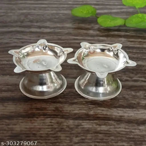 German Silver 5 Star Diya For Pooja -1.5"inch 50 Grams     Diwali Gift