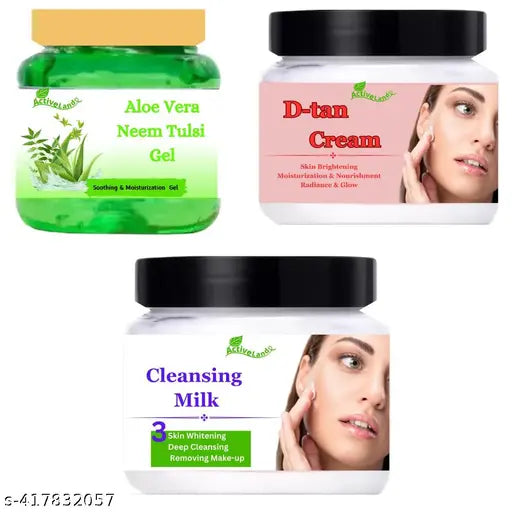 Activeland Cleansing milk , Green gel , D-tan cream for skin 100 gm each - Springkart 