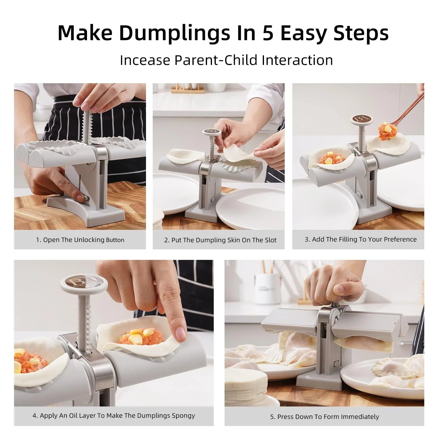 5300b Dumpling Maker Molddouble Head Dumpling Mold Wrap Two At A One Timehousehold Dumpling Maker Mouldeasy-tool For Making Dumplingsdumpling Press Mold Kitchen Accessories (Brown Box) - Springkart 