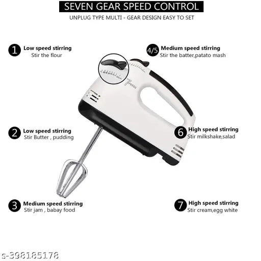 Hand Mixer Blender for Cake, Egg Beater Machine Cream Electric Hand Blender for Cake Mixing Whipping Machine Hand Beater | Electric Egg Beater(260 W) (Whitecolor)
