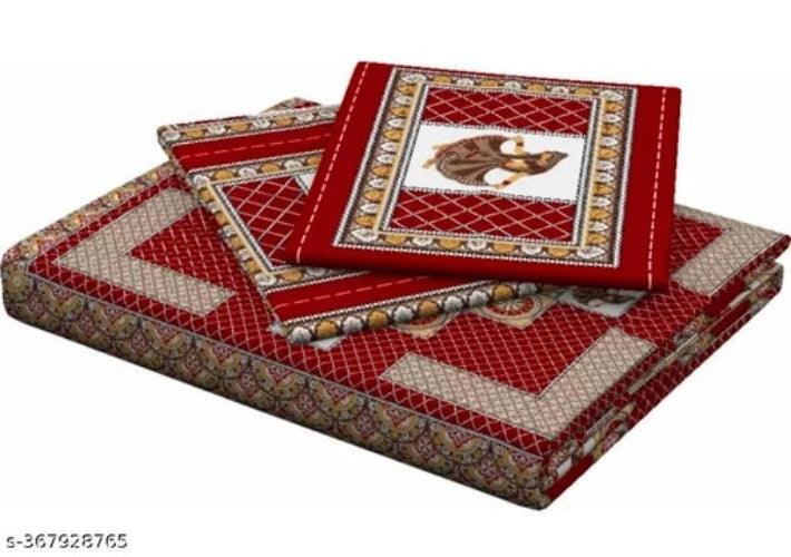 100% Cotton Rajasthani Jaipuri Double bed Size #Bedsheets Set of 1 Double #Bedsheets with 2 Pillow Covers (Multicolour) - 180 TC - Springkart 